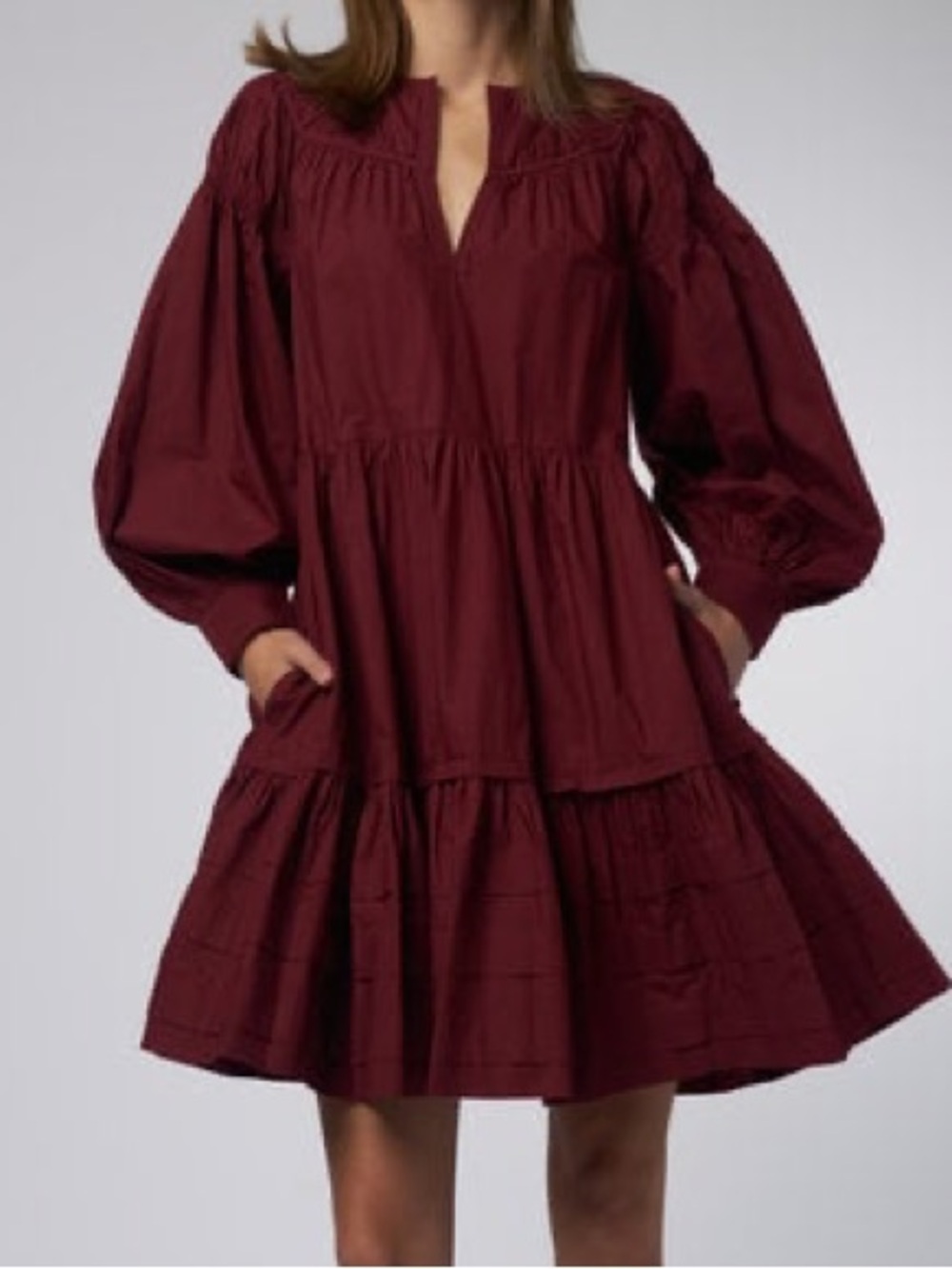 Ulla Johnson Rosa Burgundy Romantic Cottagecore Dress Size0 Boho Feminine Ruffle